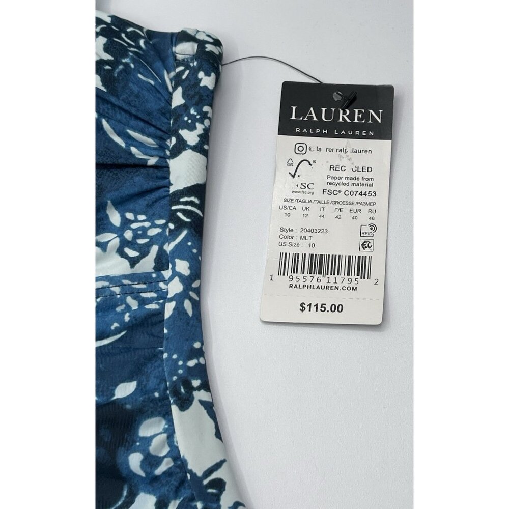 Ralph Lauren Blue and White Floral Tankini Top - Picture 2 of 5